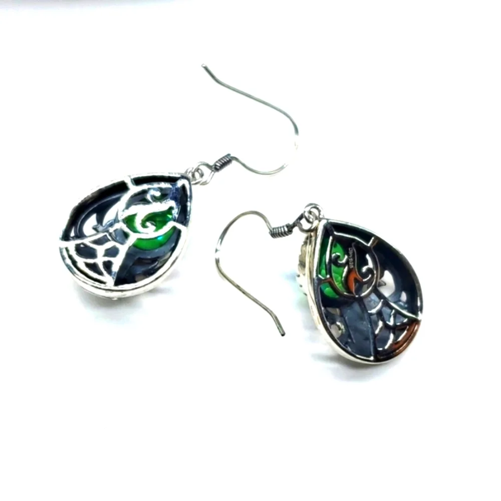 Peacock Triplet Quartz Earrings In Sterling Silver NWT